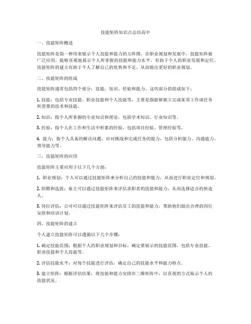 技能矩阵知识点总结高中