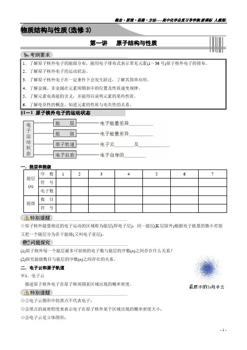 高中化学-新课标-人教版-总复习-物质结构与性质(选修-3)导学案