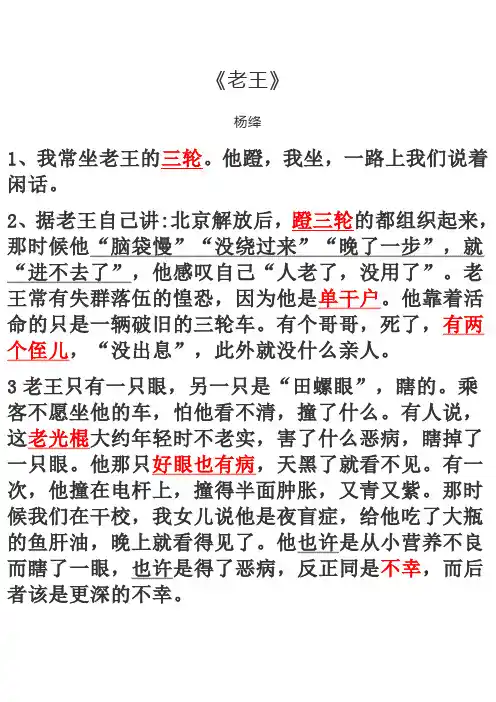 老王原文分析