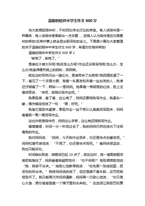 温暖的陪伴中学生作文600字