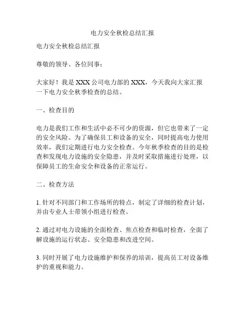 电力安全秋检总结汇报