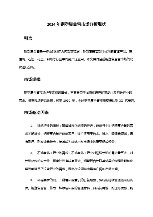 2024年钢塑复合管市场分析现状