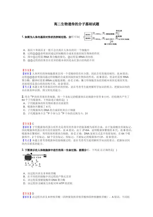 高二生物遗传的分子基础试题
