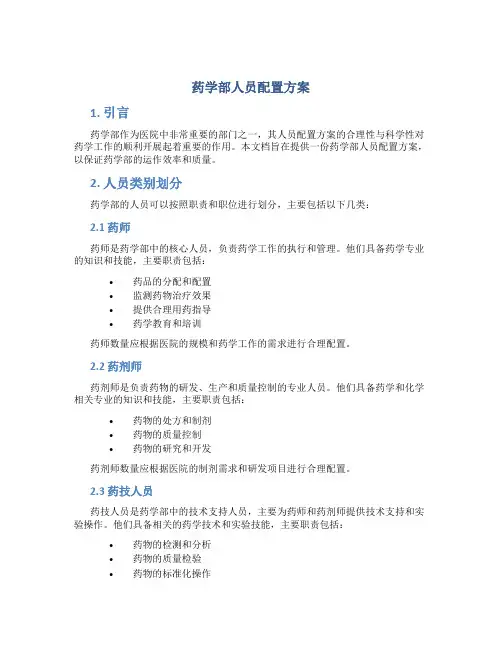 药学部人员配置方案