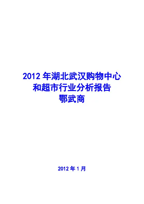 2012年湖北武汉购物中心和超市行业分析报告