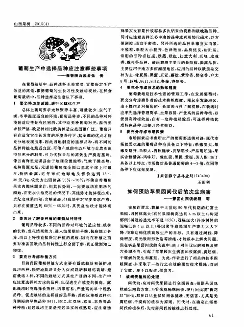 葡萄生产中选择品种应注意哪些事项——兼答陕西读者张贵