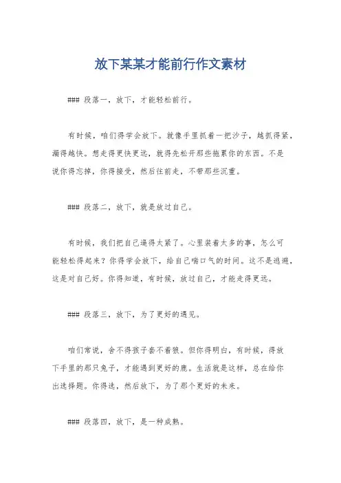 放下某某才能前行作文素材