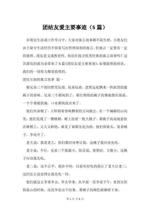 团结友爱主要事迹(5篇)