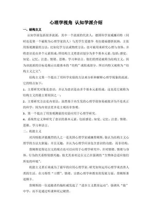 心理学视角 认知学派介绍