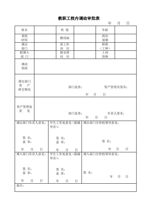教职工校内调动审批表