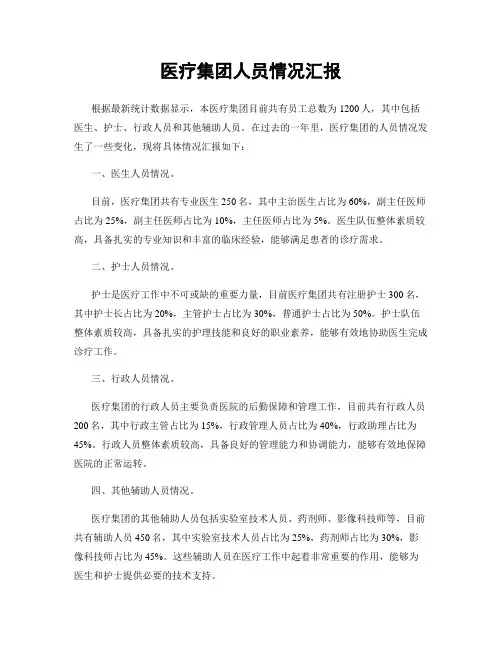 医疗集团人员情况汇报