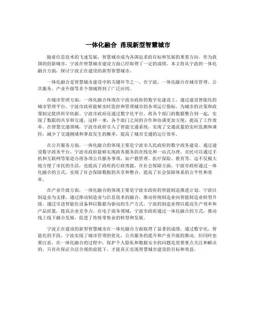 一体化融合 甬现新型智慧城市