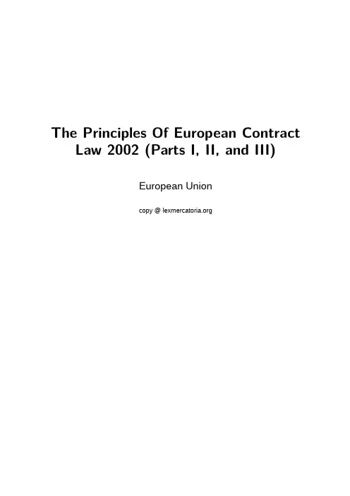 The Principle of European Contract Law 2002
