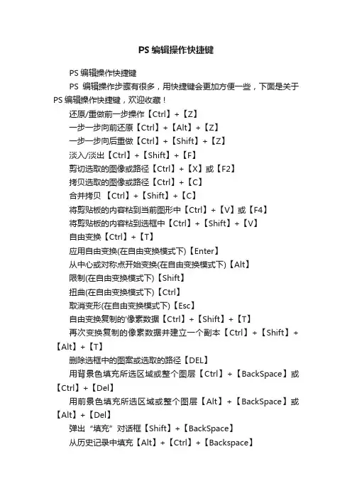 PS编辑操作快捷键