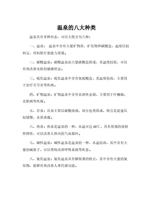 温泉的八大种类