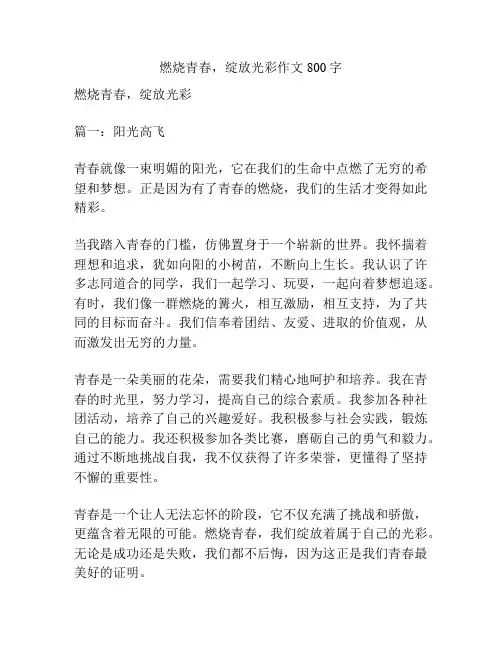 燃烧青春,绽放光彩作文800字