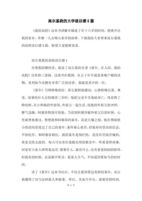 高尔基我的大学读后感5篇