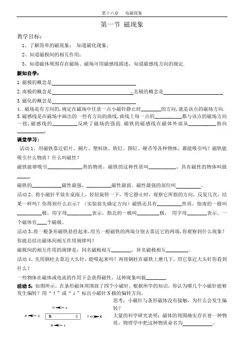 第十六章   电与磁学案