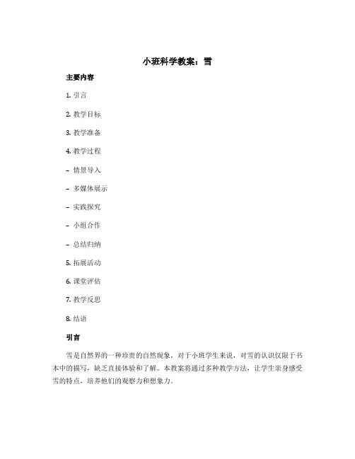 小班科学教案:雪