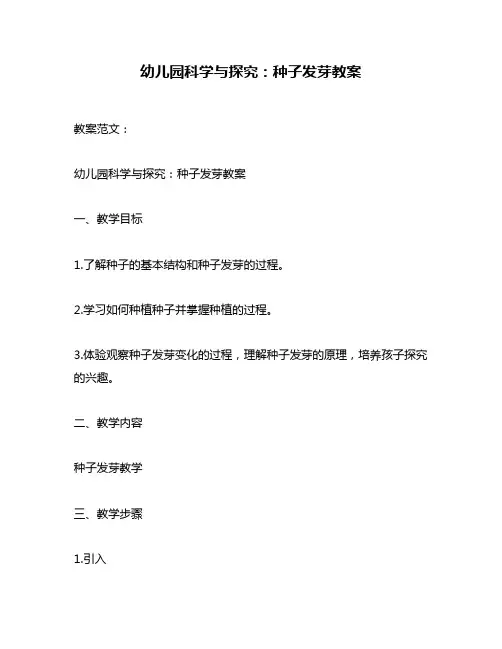 幼儿园科学与探究：种子发芽教案
