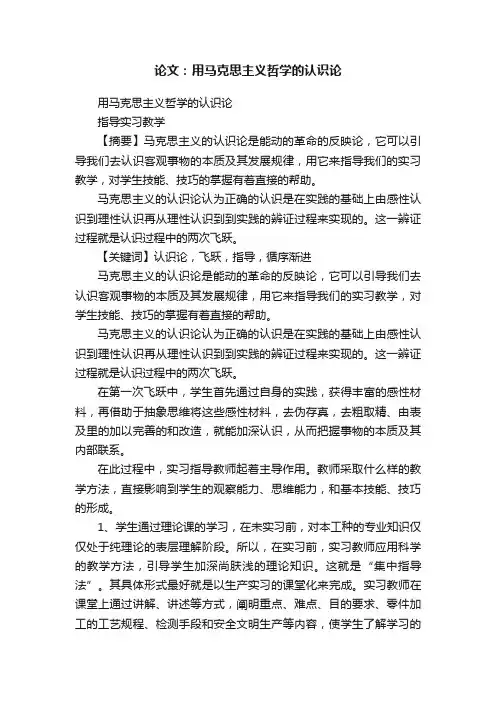 论文：用马克思主义哲学的认识论