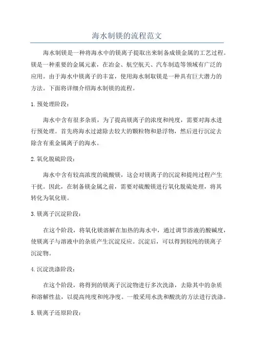 海水制镁的流程范文