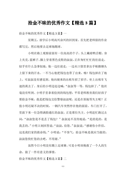 拾金不昧的优秀作文【3篇】