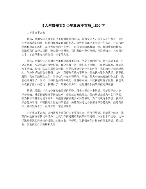 【六年级作文】少年壮志不言愁_1500字