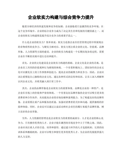 企业软实力构建与综合竞争力提升
