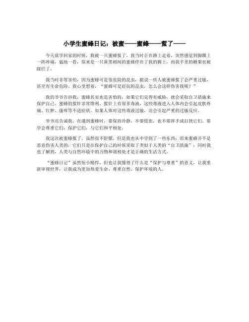 小学生蜜蜂日记：被蜜——蜜蜂——蜇了——