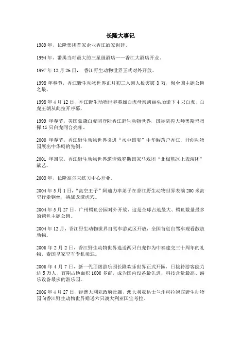 长隆大事记