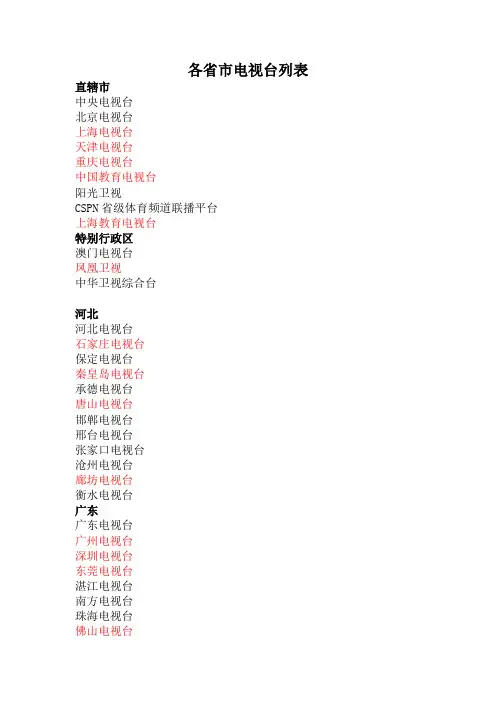 各省市电视台列表