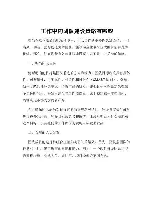 工作中的团队建设策略有哪些