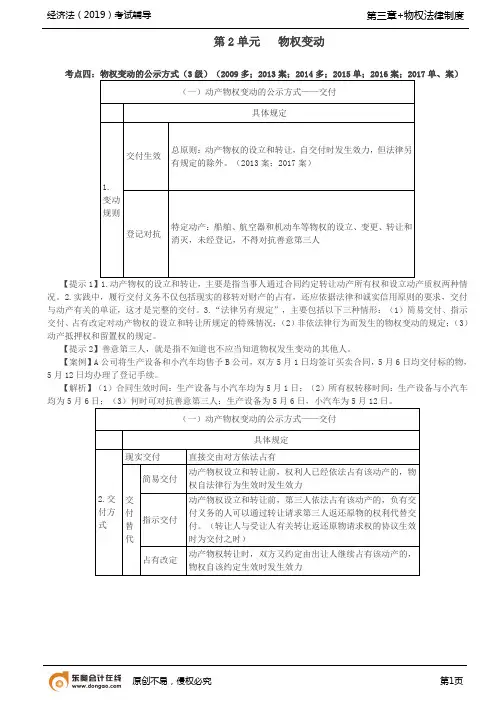 【实用文档】物权变动的公示方式