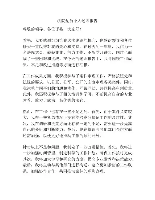法院党员个人述职报告