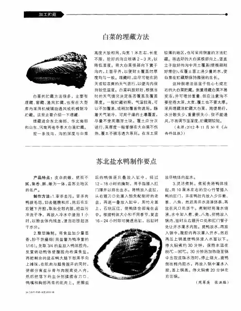白菜的埋藏方法