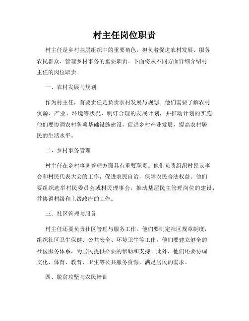 村主任岗位职责