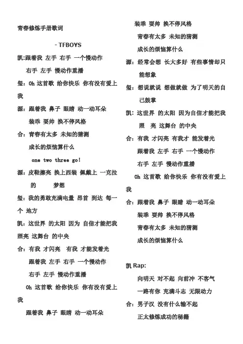 青春修炼手册歌词完整版