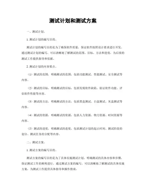 测试计划和测试方案