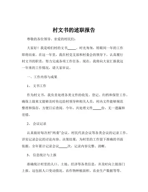 村文书的述职报告