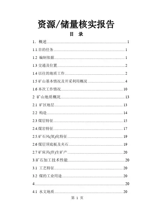 核查报告、储量核实报告、地质报告共53页word资料
