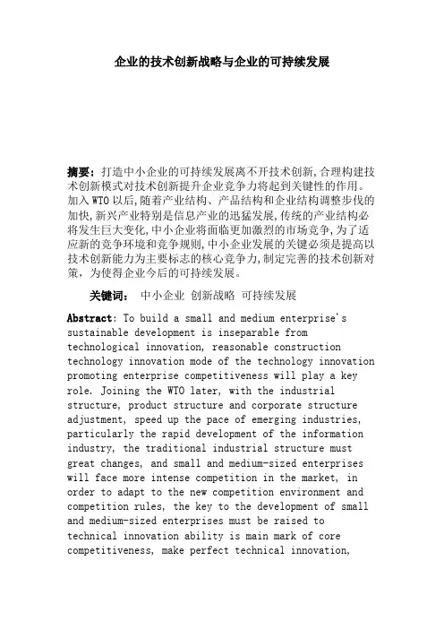 企业的技术创新战略与企业的可持续发展