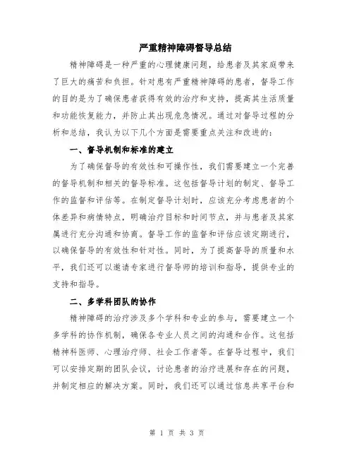 严重精神障碍督导总结