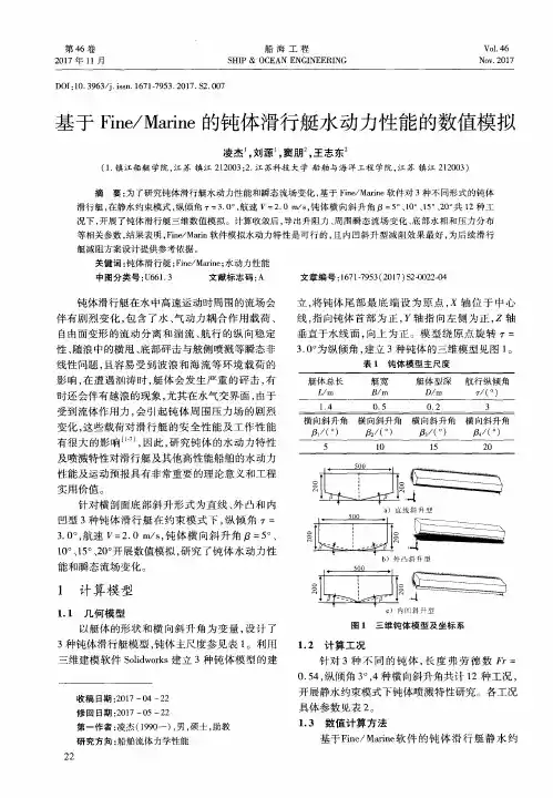 基于Fine／Marine的钝体滑行艇水动力性能的数值模拟