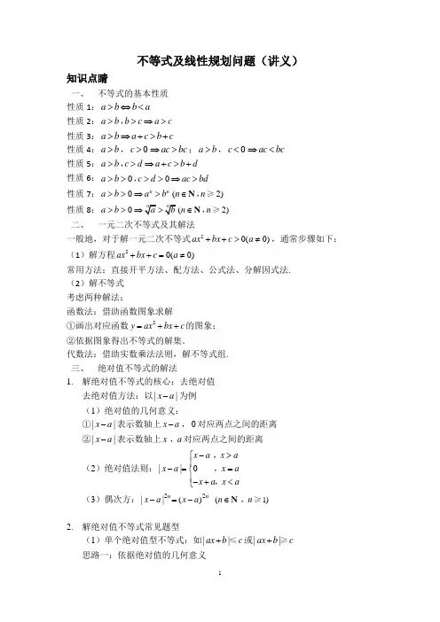 不等式及线性规划问题(讲义)