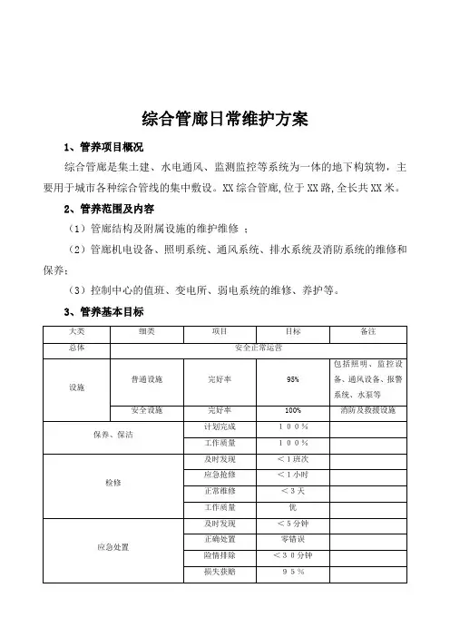 城市地下综合管廊日常维护方案35页