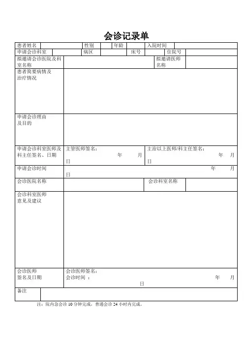 会诊记录单模板