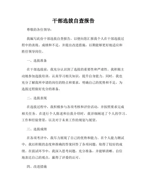 干部选拔自查报告