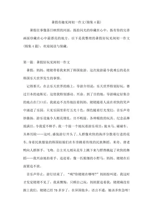 暑假有趣见闻初一作文(锦集4篇)