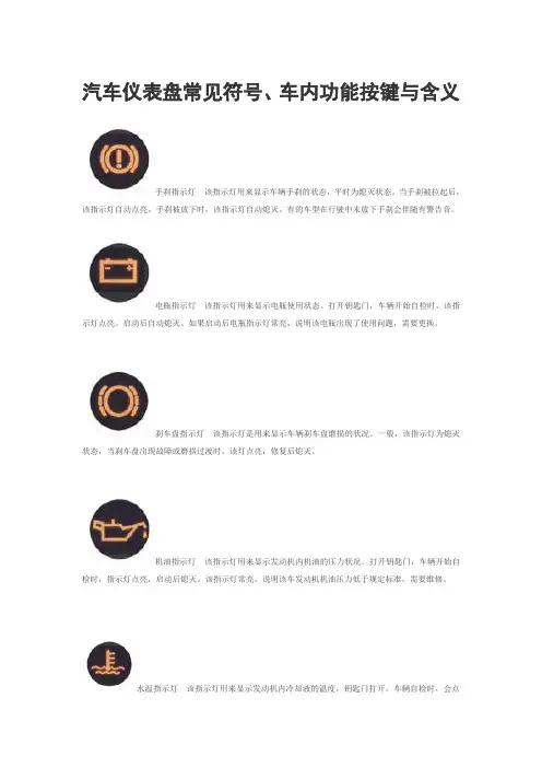 (完整word版)机动车仪表盘标志(word文档良心出品)